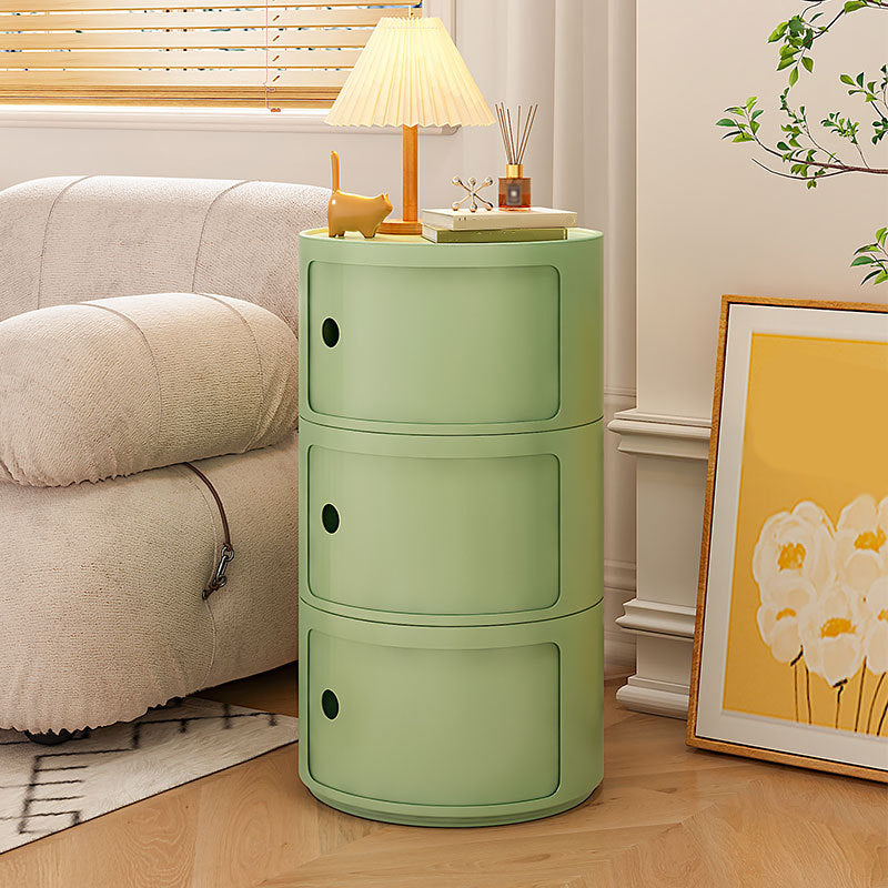 Dia 12.6" Nordic Round Plastic Side Table in Yellow/Green with Storage