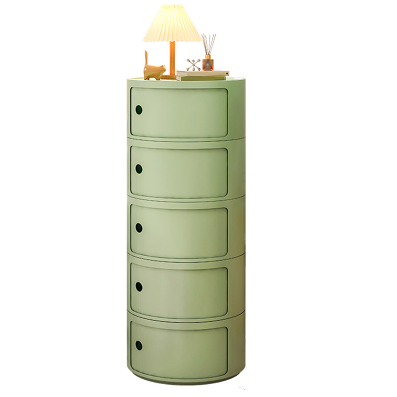 Dia 12.6" Nordic Round Plastic Side Table in Yellow/Green with Storage