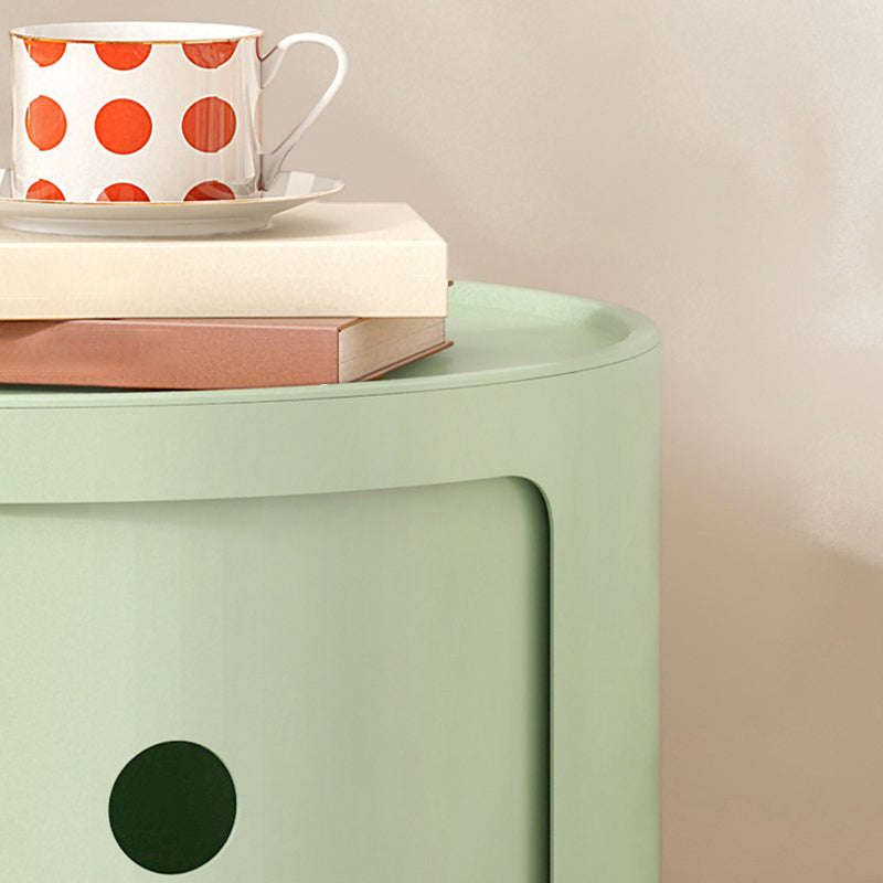 Dia 12.6" Nordic Round Plastic Side Table in Yellow/Green with Storage