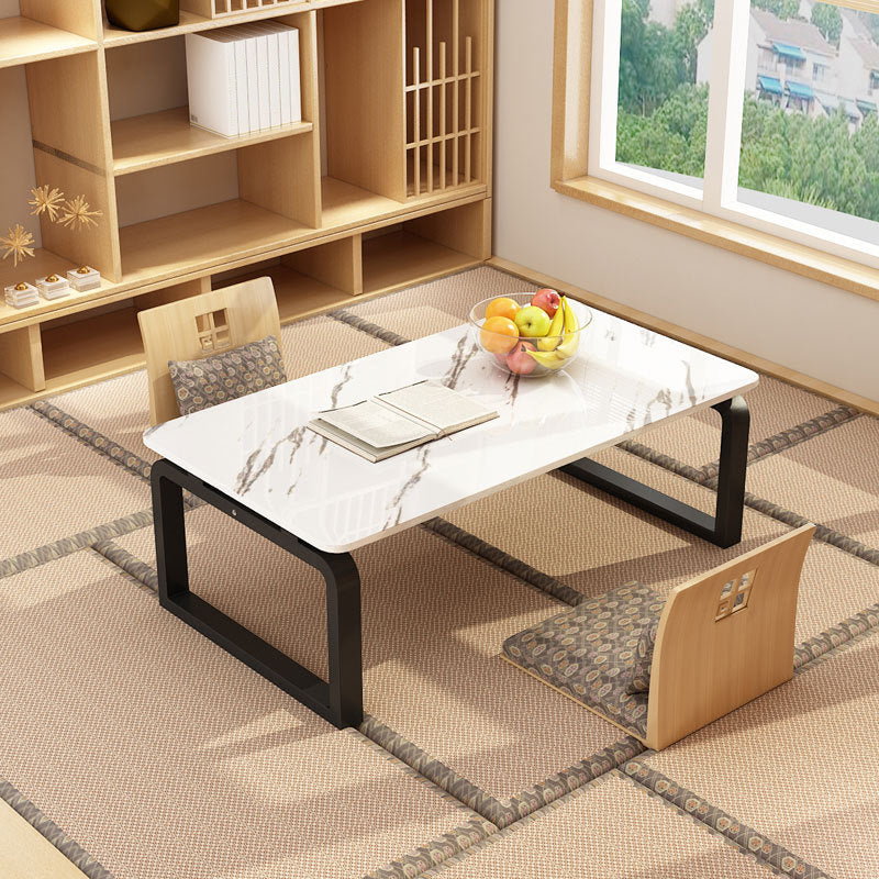 11.8"H Modern Sled Metal Base Square Top Coffee Table for Apartment