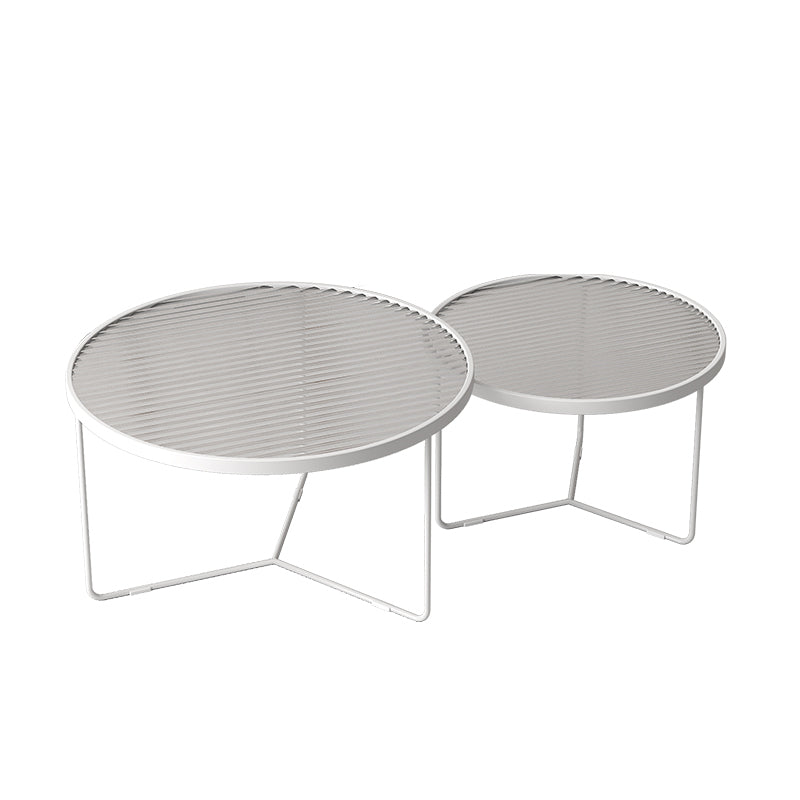 Modern Style Metal Frame Base Design Glass Round Table Top Coffee Table