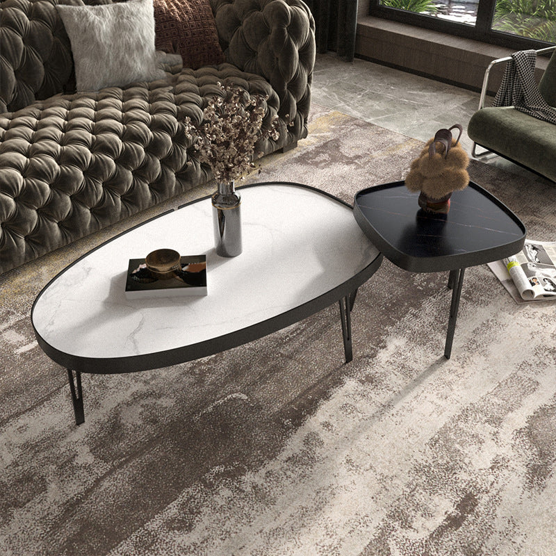 Modern Slate/metal Oval/square Coffee Table for Living Room Cocktail Table