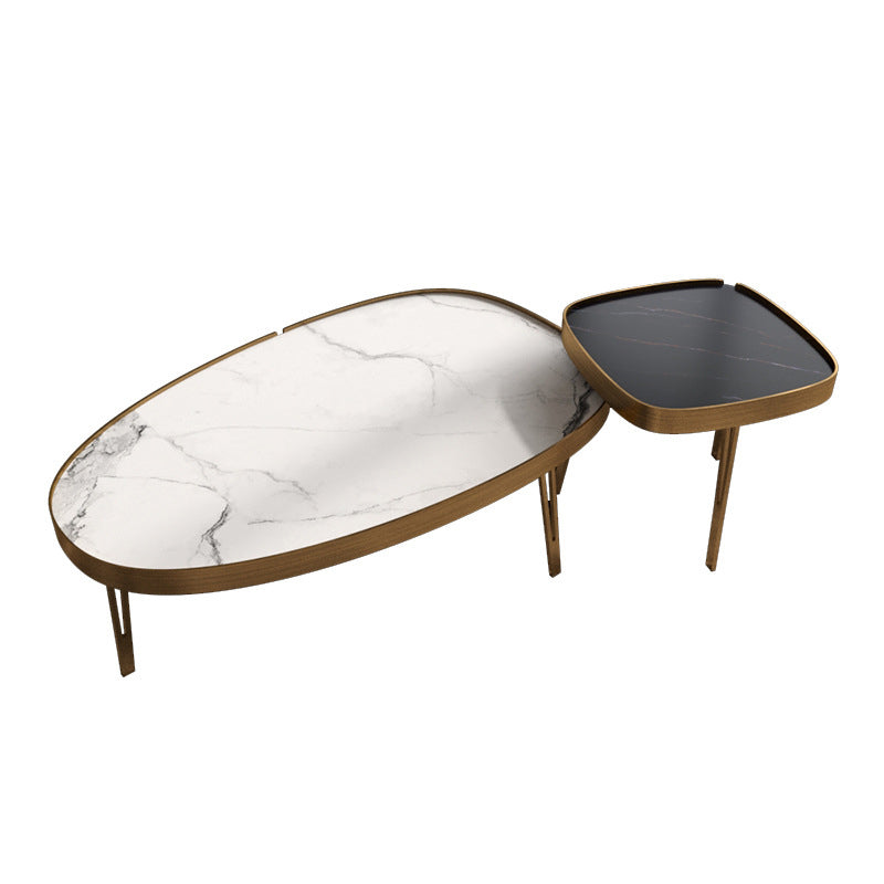 Modern Slate/metal Oval/square Coffee Table for Living Room Cocktail Table