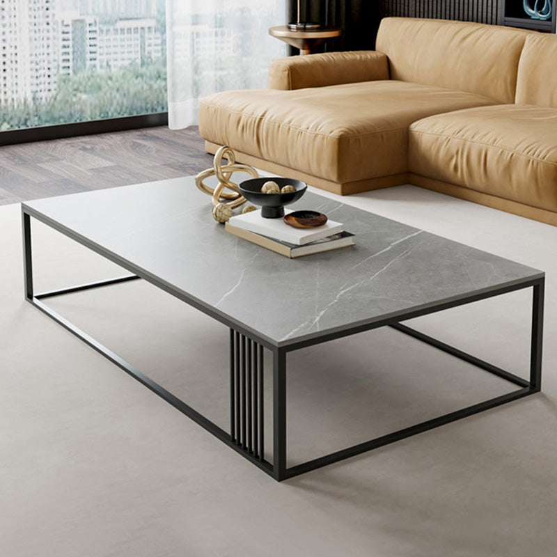 Modern Slate/steel Rectangle Coffee Table 1 Single Cocktail Table for Living Room