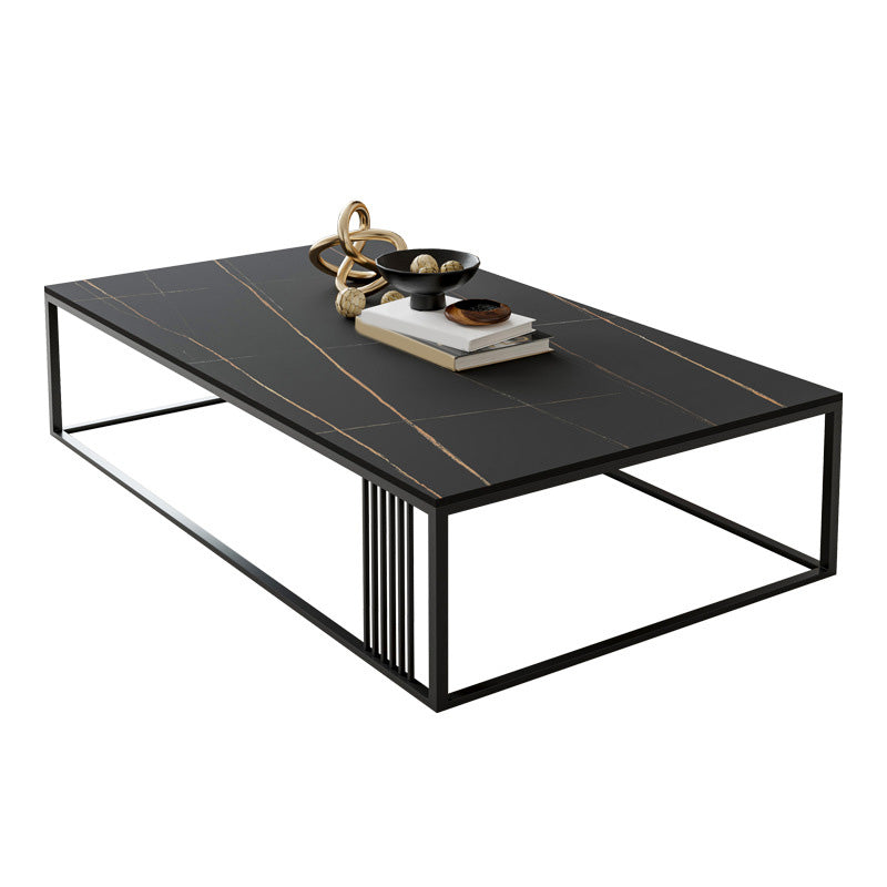 Modern Slate/steel Rectangle Coffee Table 1 Single Cocktail Table for Living Room