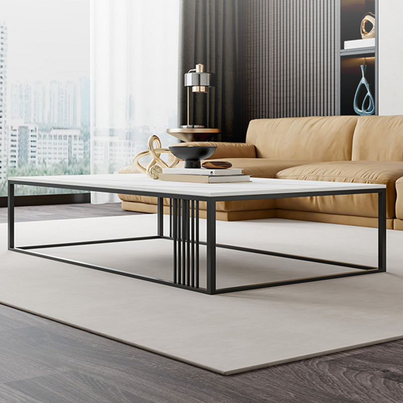 Modern Slate/steel Rectangle Coffee Table 1 Single Cocktail Table for Living Room