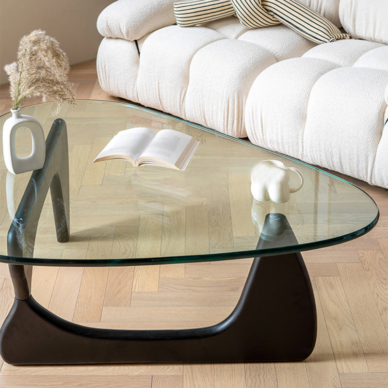 Modern Triangle Glass Abstract Coffee Table Clear Cocktail Table