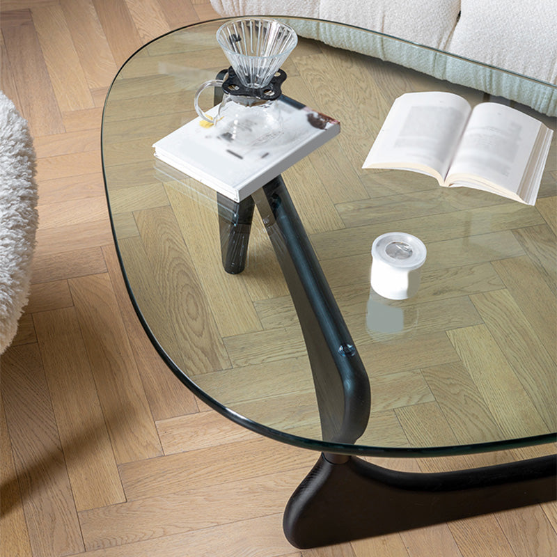 Modern Triangle Glass Abstract Coffee Table Clear Cocktail Table