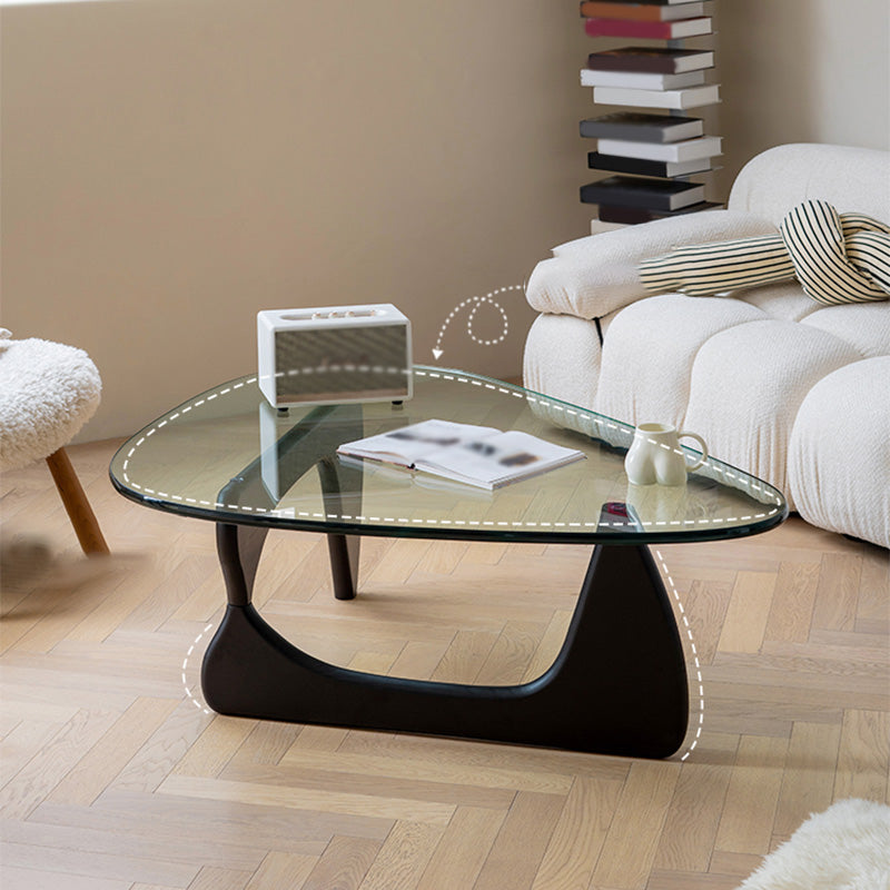 Modern Triangle Glass Abstract Coffee Table Clear Cocktail Table