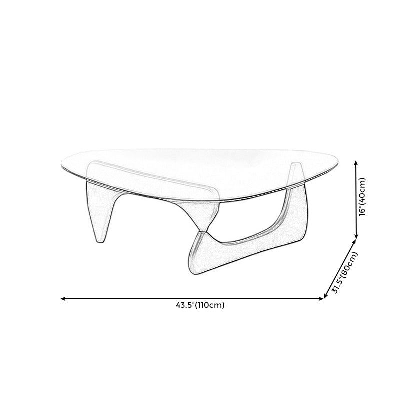 Modern Triangle Glass Abstract Coffee Table Clear Cocktail Table