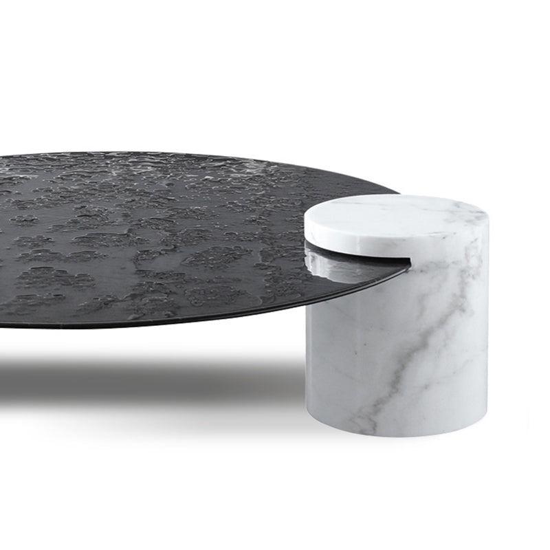 Round Clear Glass Coffee Table2 Legs Base 1 Single Cocktail Table