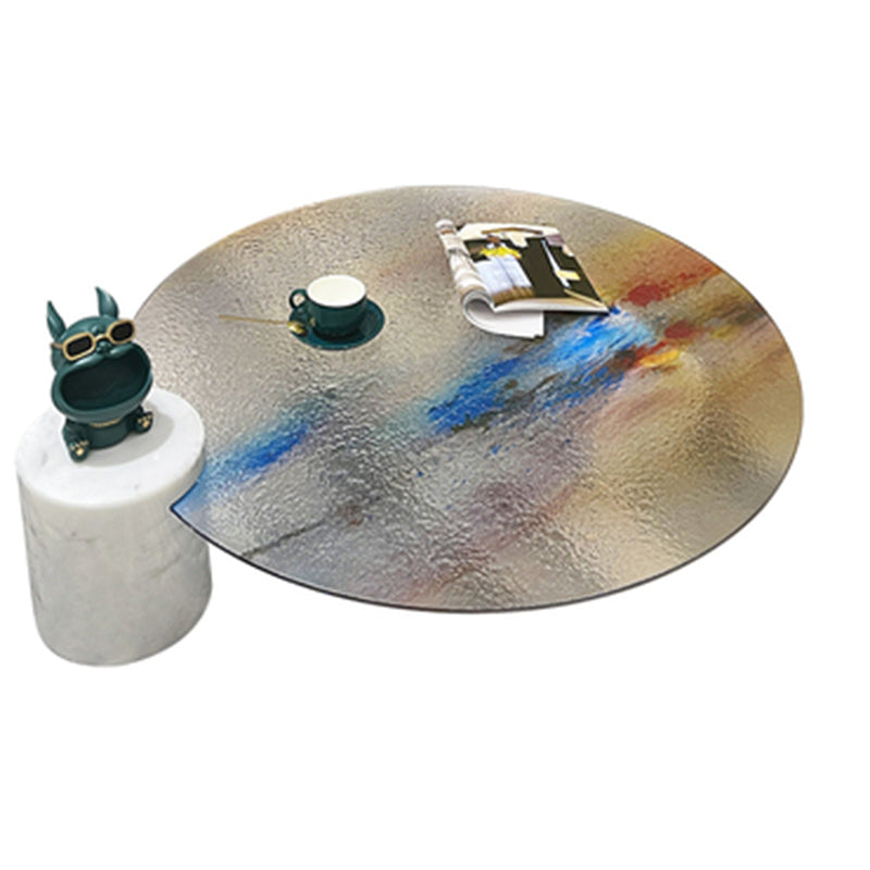 Round Clear Glass Coffee Table2 Legs Base 1 Single Cocktail Table