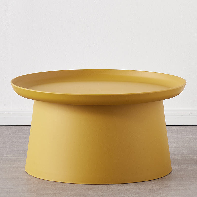 Round Pedestal 1 Coffee Table in Macaroon, Modern Plastic Table