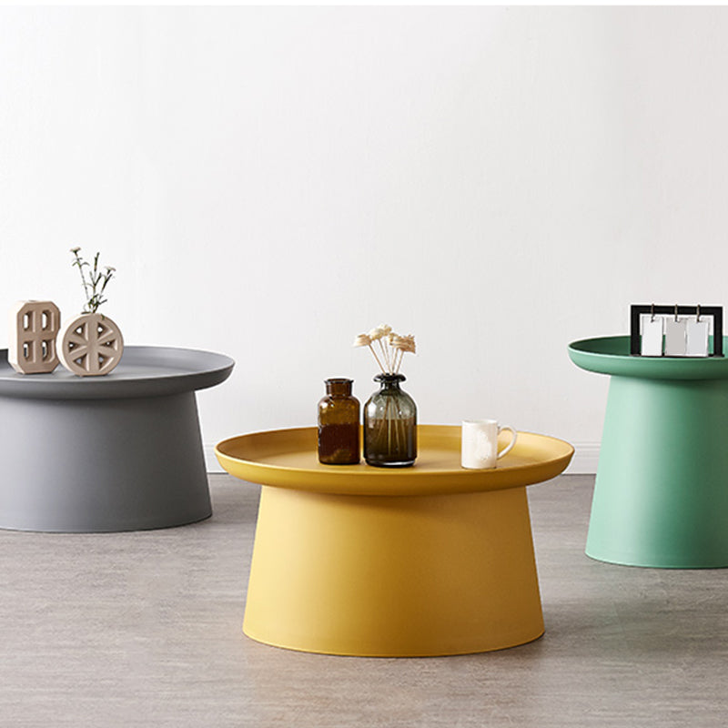 Round Pedestal 1 Coffee Table in Macaroon, Modern Plastic Table