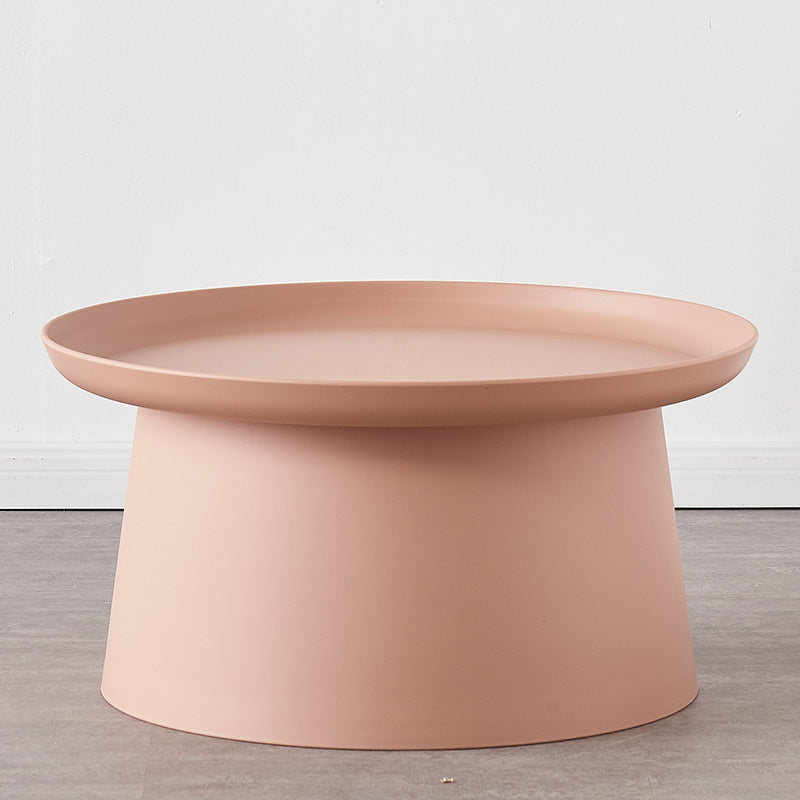 Round Pedestal 1 Coffee Table in Macaroon, Modern Plastic Table