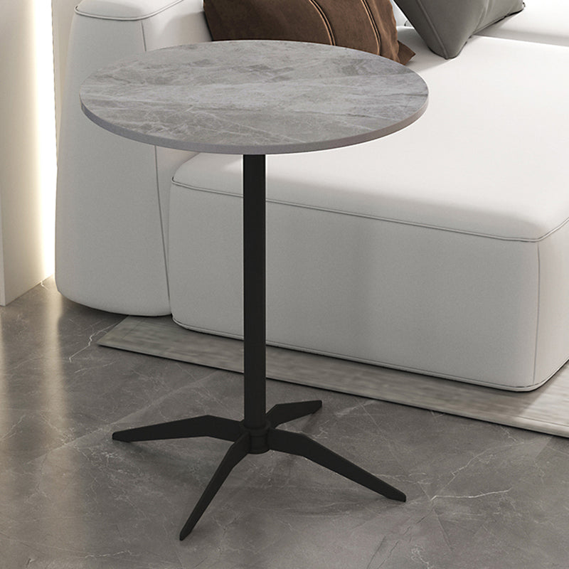 Modern Stone Cocktail Table with Black Pedestal Coffee Table - 21.7''/23.6''
