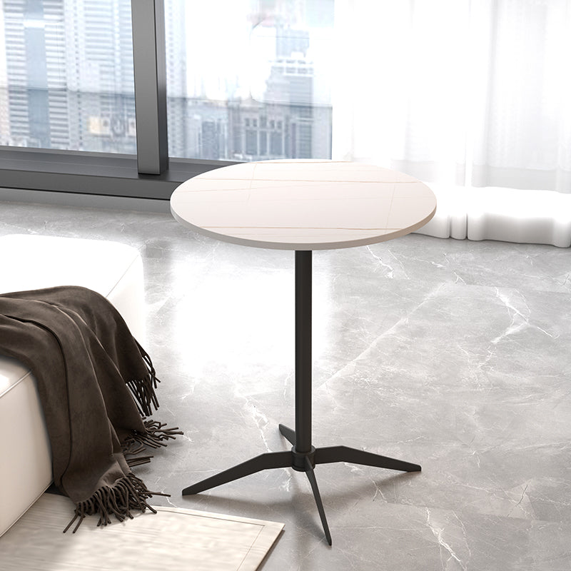 Modern Stone Cocktail Table with Black Pedestal Coffee Table - 21.7''/23.6''