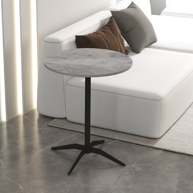 Modern Stone Cocktail Table with Black Pedestal Coffee Table - 21.7''/23.6''
