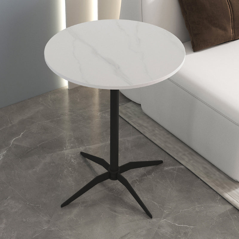 Modern Stone Cocktail Table with Black Pedestal Coffee Table - 21.7''/23.6''