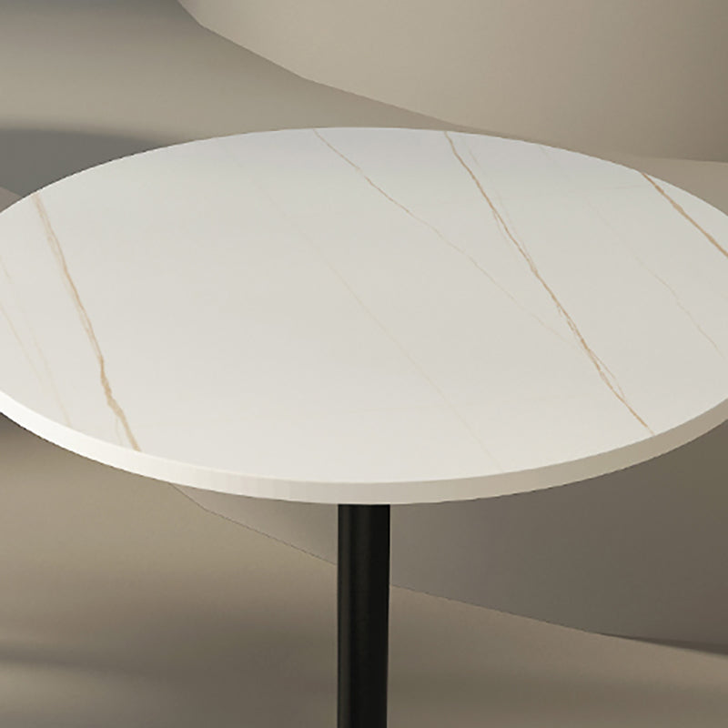 Modern Stone Cocktail Table with Black Pedestal Coffee Table - 21.7''/23.6''
