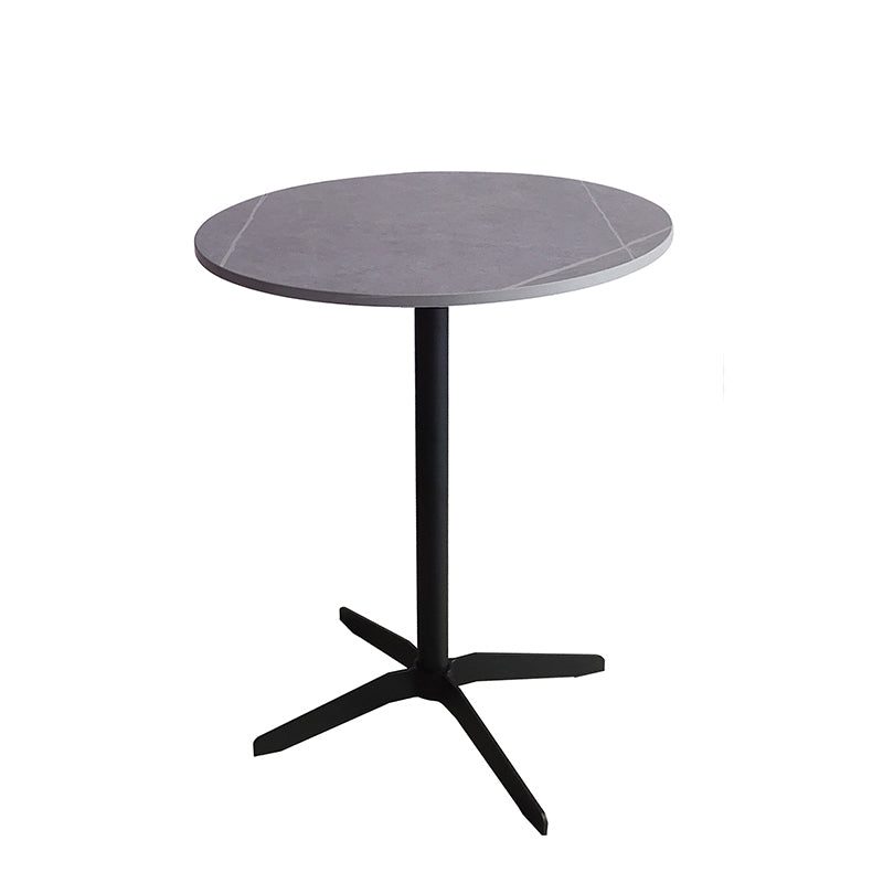 Modern Stone Cocktail Table with Black Pedestal Coffee Table - 21.7''/23.6''
