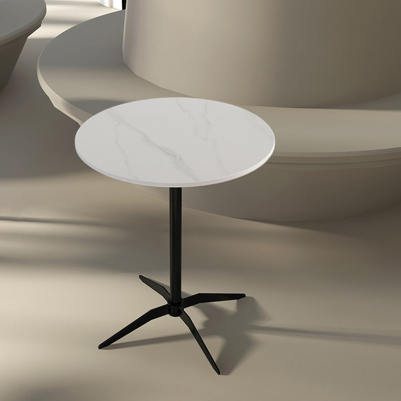 Modern Stone Cocktail Table with Black Pedestal Coffee Table - 21.7''/23.6''