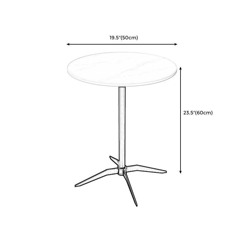 Modern Stone Cocktail Table with Black Pedestal Coffee Table - 21.7''/23.6''