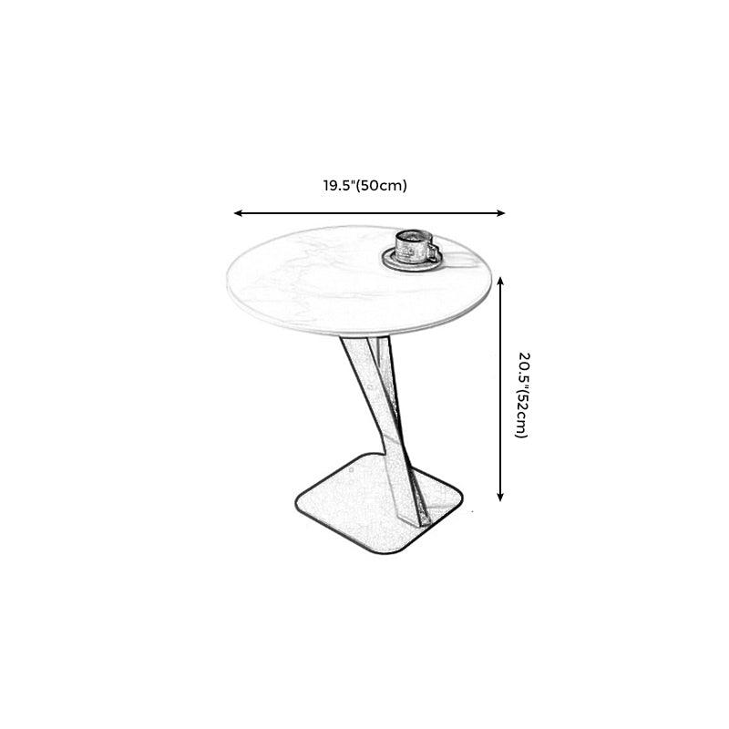 Pedestal Stone Coffee Table Round Single Cocktail Table in Black/White
