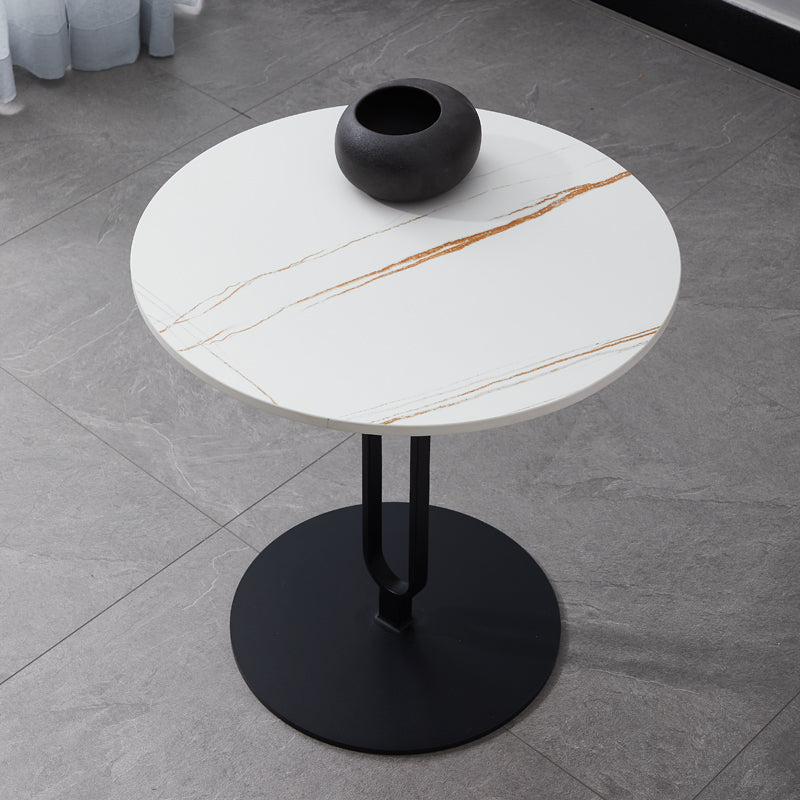 Round with Metal Accents Coffee Table Modern Stone 20.9'' Cocktail Table