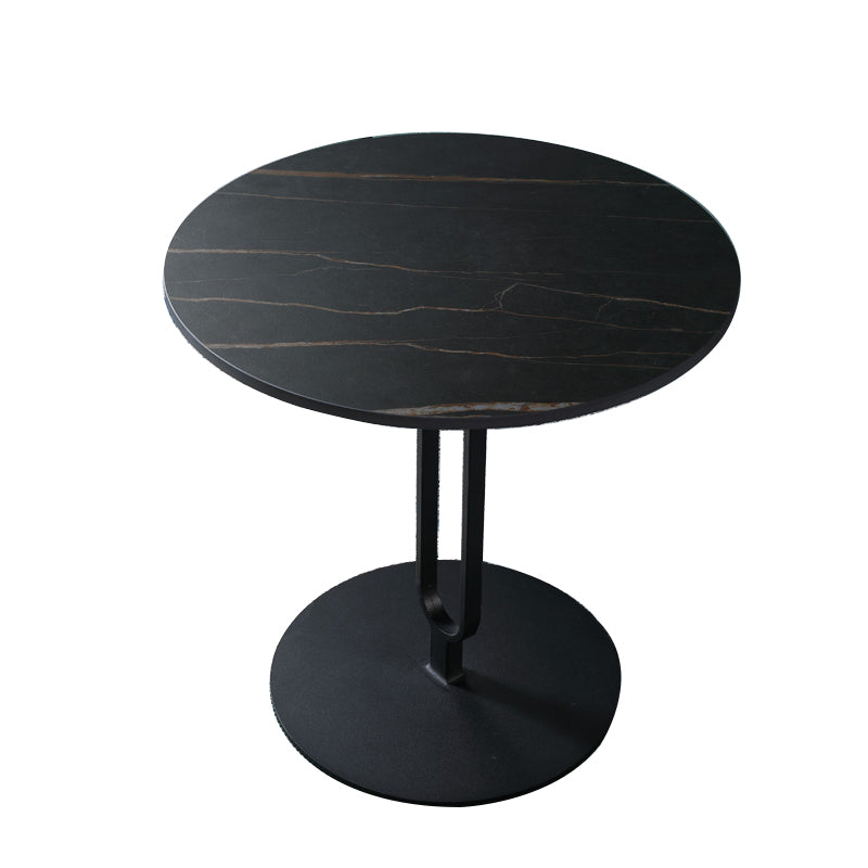 Round with Metal Accents Coffee Table Modern Stone 20.9'' Cocktail Table