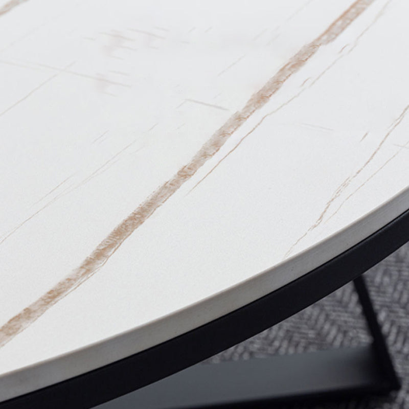 Round with Metal Accents Coffee Table Modern Stone 20.9'' Cocktail Table