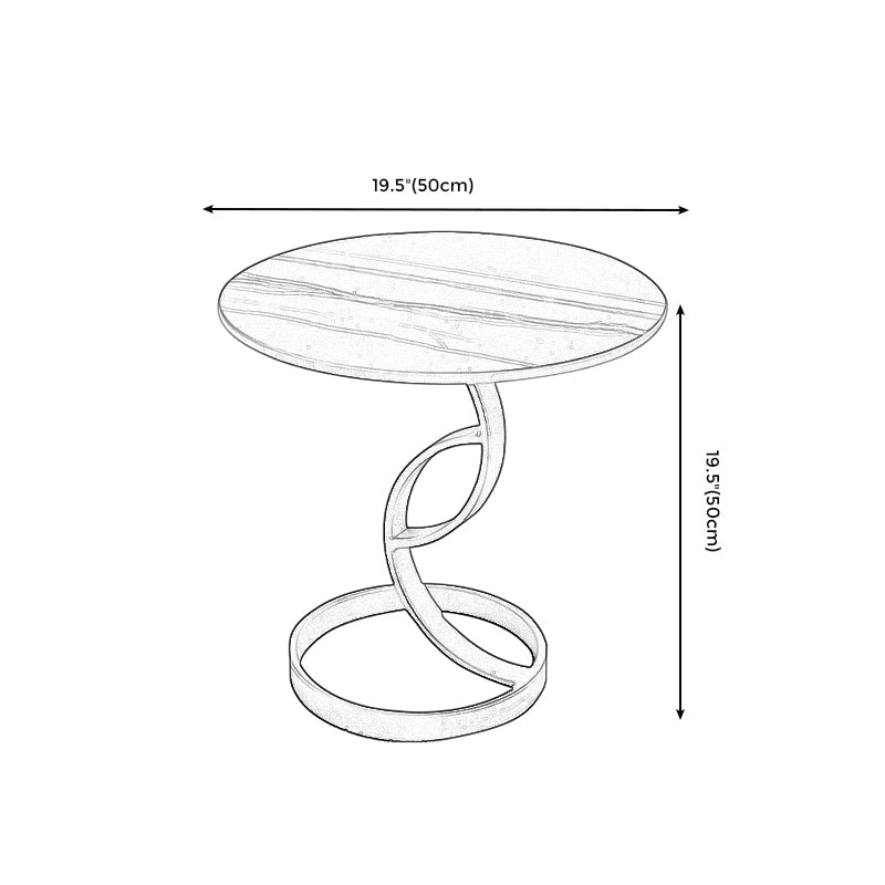 Round Black and White Stone Coffee Table Pedestal 1 Single Cocktail Table