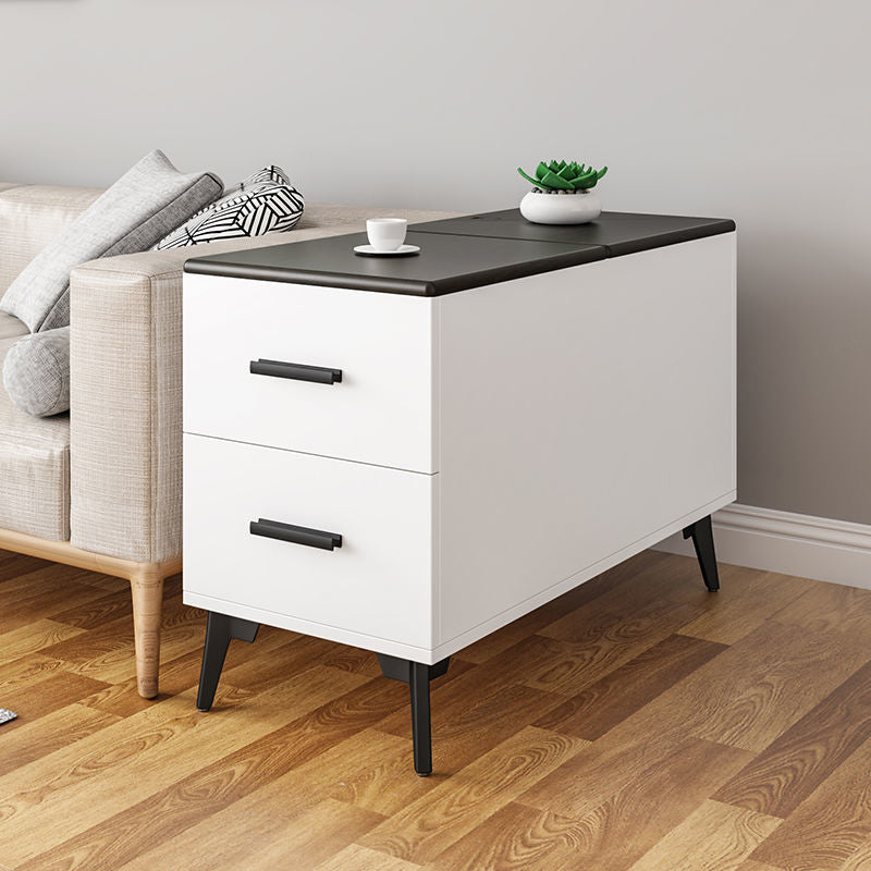 Rectangular Wood End Table 4 Legs 2-Drawer Side Table - 23.23" H