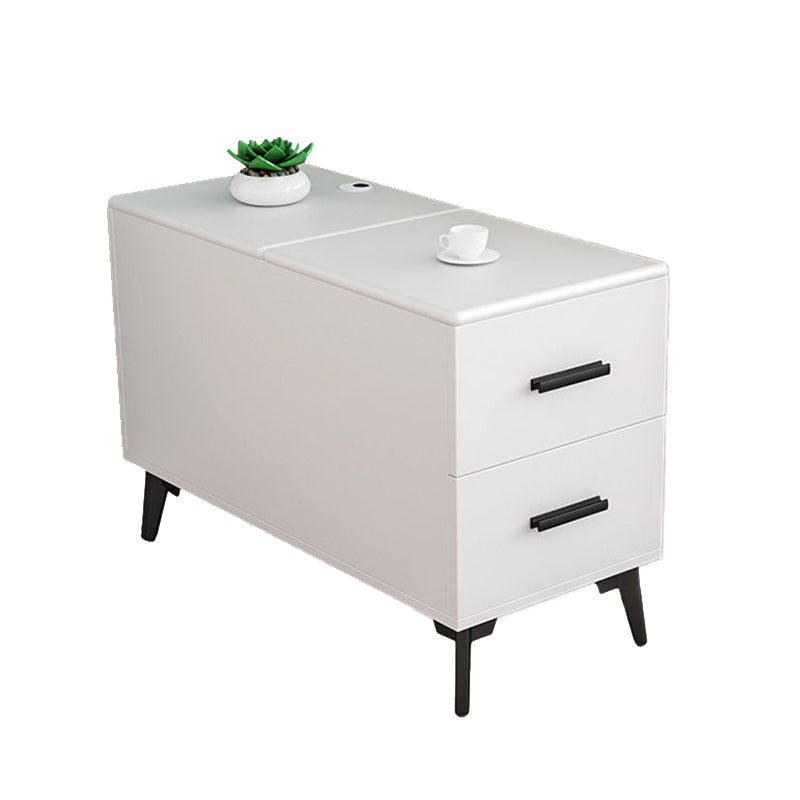 Rectangular Wood End Table 4 Legs 2-Drawer Side Table - 23.23" H