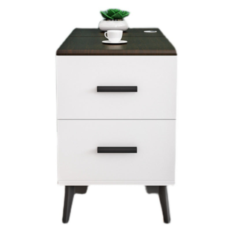 Rectangular Wood End Table 4 Legs 2-Drawer Side Table - 23.23" H