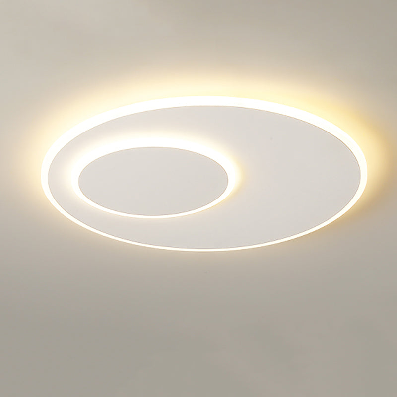 Geometry Shape Ceiling Flush Modern Style Metal 2 Light Ceiling Mounted Lights in White