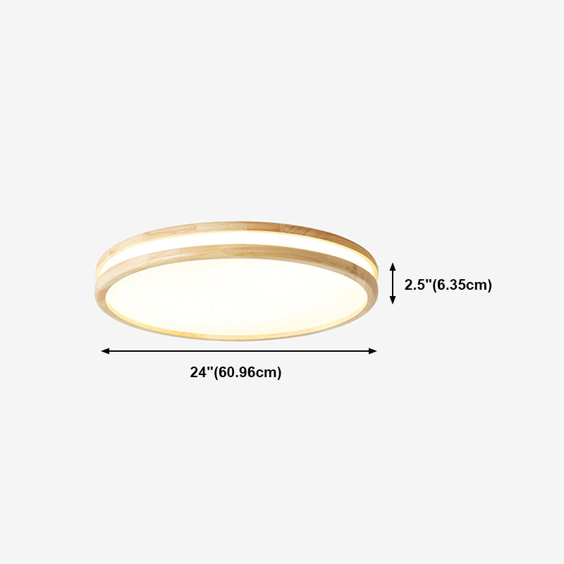 1 Light Circle Ceiling Lamp Modern Style Wood Ceiling Lighting for Restaurant
