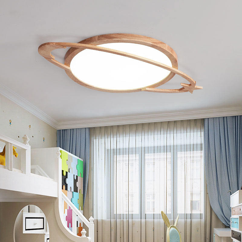 Geometry Shape Ceiling Fixture Modern Style Wood 1 Light Ceiling Mounted Light