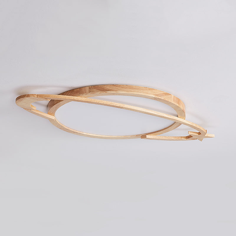 Geometry Shape Ceiling Fixture Modern Style Wood 1 Light Ceiling Mounted Light