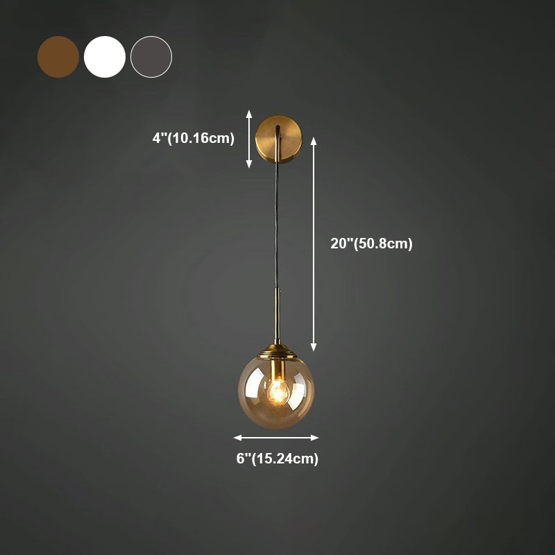 Spherical Wall Sconce Lighting Modern Style Glass 1 Light Wall Mounted Light