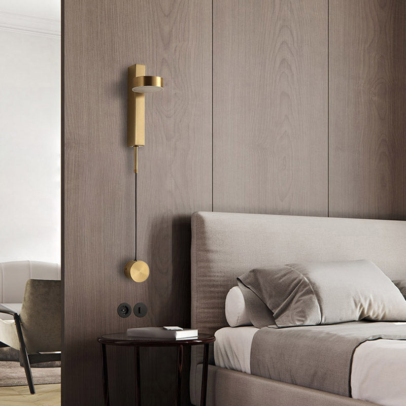 Round Metal Wall Sconce Modern Style 1-Light Wall Mount Lighting