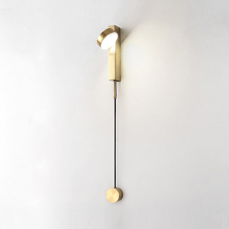 Round Metal Wall Sconce Modern Style 1-Light Wall Mount Lighting