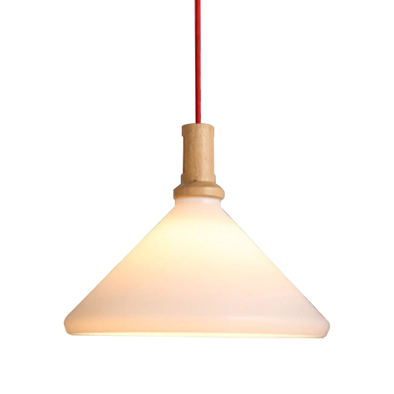 Nordic Conical Pendant Ceiling Light Frosted Glass 1 Light White Dining Room Hanging Light