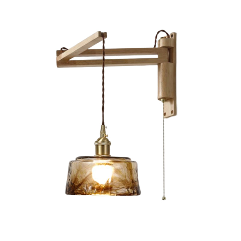 Modern Style Wall Light Fixture Wooden Wall Light Sconce with Adjustable Arm for Bedroom