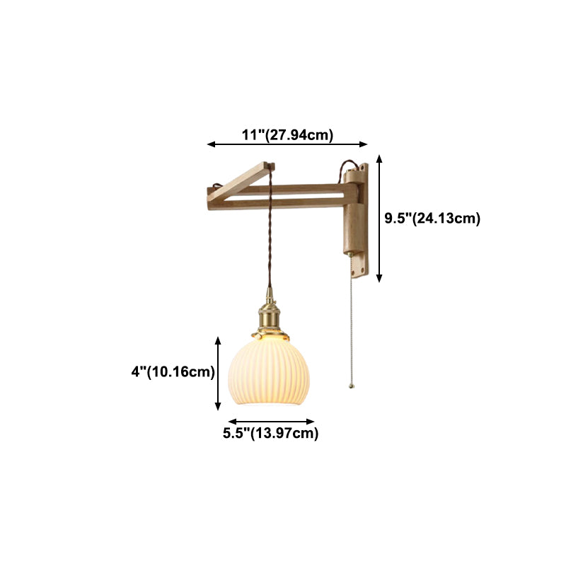 Modern Style Wall Light Fixture Wooden Wall Light Sconce with Adjustable Arm for Bedroom