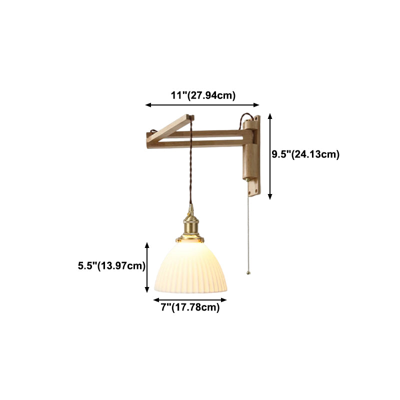 Modern Style Wall Light Fixture Wooden Wall Light Sconce with Adjustable Arm for Bedroom