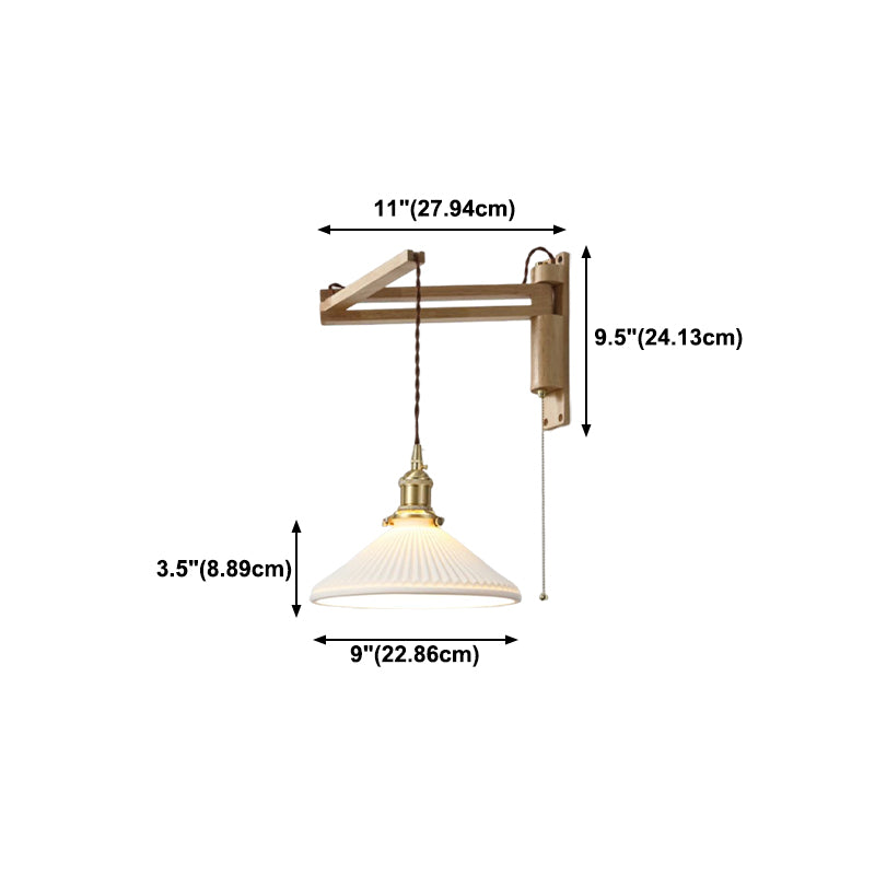 Modern Style Wall Light Fixture Wooden Wall Light Sconce with Adjustable Arm for Bedroom