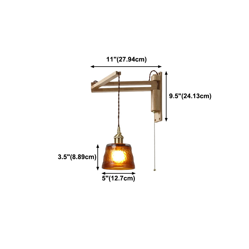 Modern Style Wall Light Fixture Wooden Wall Light Sconce with Adjustable Arm for Bedroom