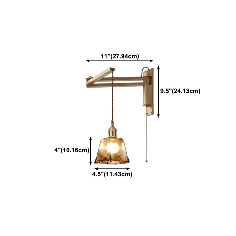Modern Style Wall Light Fixture Wooden Wall Light Sconce with Adjustable Arm for Bedroom