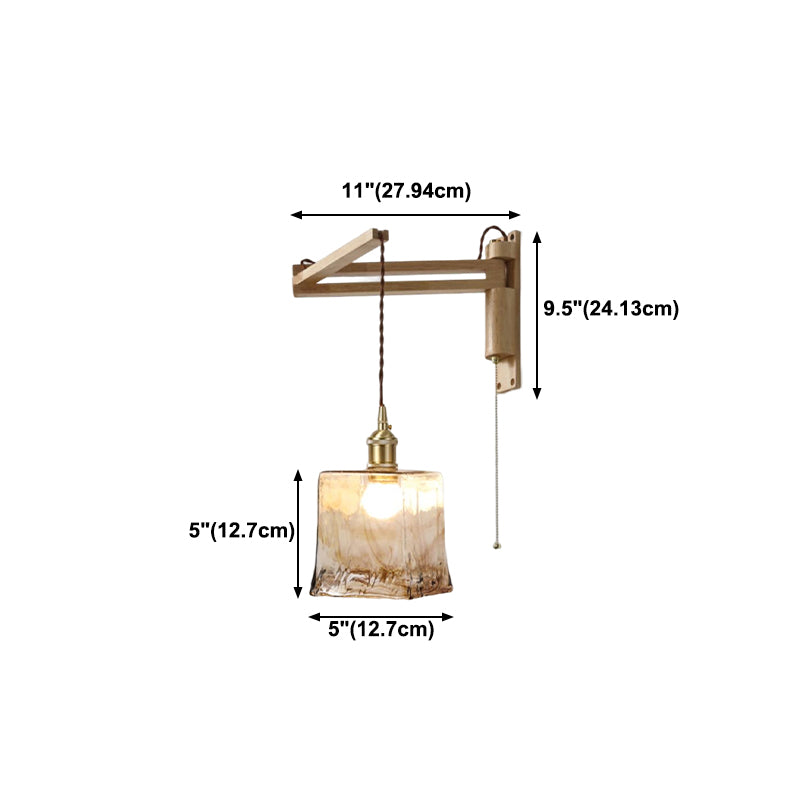 Modern Style Wall Light Fixture Wooden Wall Light Sconce with Adjustable Arm for Bedroom
